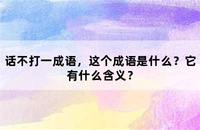 话不打一成语，这个成语是什么？它有什么含义？