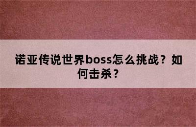 诺亚传说世界boss怎么挑战？如何击杀？