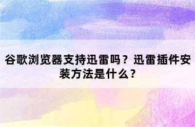 谷歌浏览器支持迅雷吗？迅雷插件安装方法是什么？