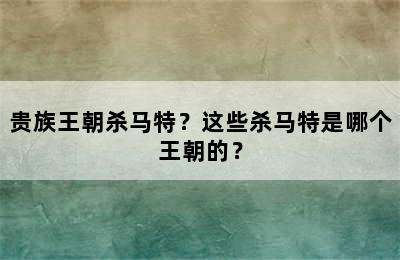 贵族王朝杀马特？这些杀马特是哪个王朝的？