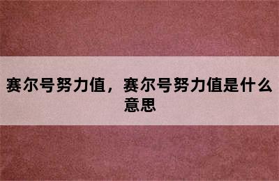 赛尔号努力值，赛尔号努力值是什么意思