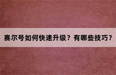 赛尔号如何快速升级？有哪些技巧？