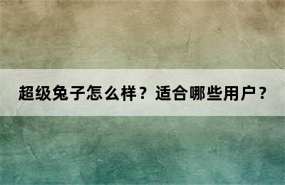 超级兔子怎么样？适合哪些用户？