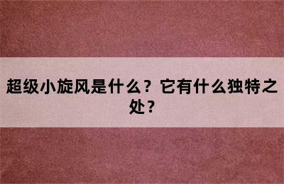 超级小旋风是什么？它有什么独特之处？