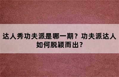 达人秀功夫派是哪一期？功夫派达人如何脱颖而出？