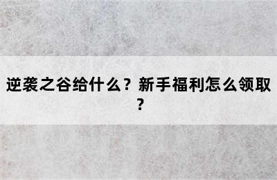 逆袭之谷给什么？新手福利怎么领取？