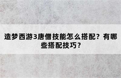 造梦西游3唐僧技能怎么搭配？有哪些搭配技巧？