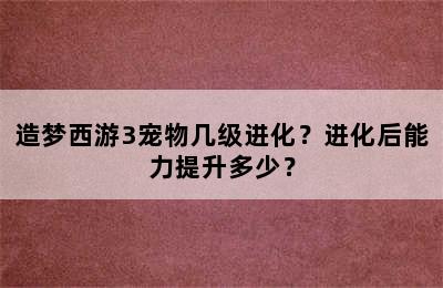 造梦西游3宠物几级进化？进化后能力提升多少？