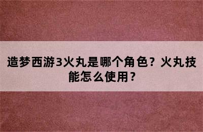 造梦西游3火丸是哪个角色？火丸技能怎么使用？