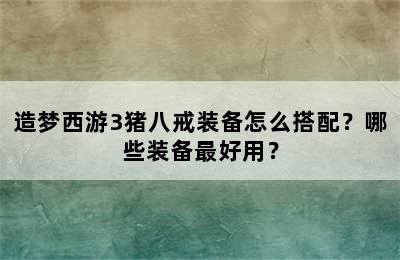 造梦西游3猪八戒装备怎么搭配？哪些装备最好用？