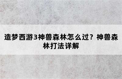 造梦西游3神兽森林怎么过？神兽森林打法详解