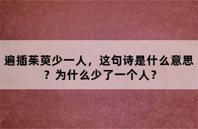 遍插茱萸少一人，这句诗是什么意思？为什么少了一个人？