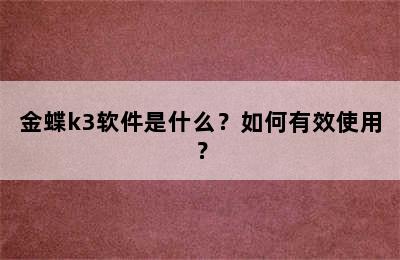 金蝶k3软件是什么？如何有效使用？