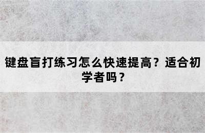 键盘盲打练习怎么快速提高？适合初学者吗？