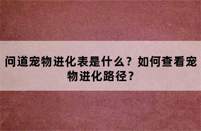 问道宠物进化表是什么？如何查看宠物进化路径？