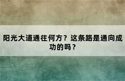 阳光大道通往何方？这条路是通向成功的吗？