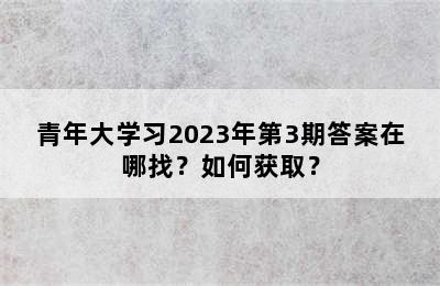 青年大学习2023年第3期答案在哪找？如何获取？