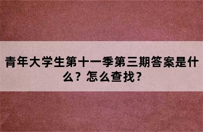 青年大学生第十一季第三期答案是什么？怎么查找？