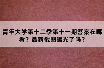 青年大学第十二季第十一期答案在哪看？最新截图曝光了吗？