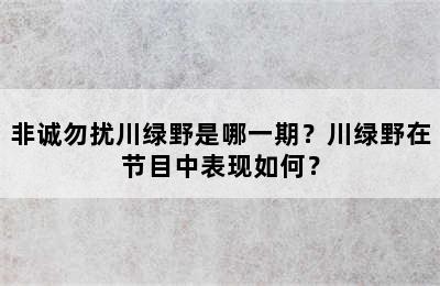 非诚勿扰川绿野是哪一期？川绿野在节目中表现如何？