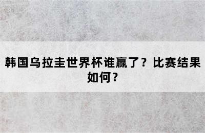 韩国乌拉圭世界杯谁赢了？比赛结果如何？