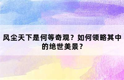 风尘天下是何等奇观？如何领略其中的绝世美景？