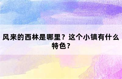 风来的西林是哪里？这个小镇有什么特色？