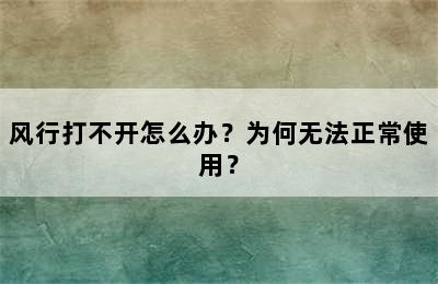 风行打不开怎么办？为何无法正常使用？