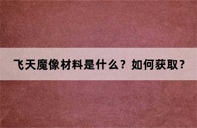 飞天魔像材料是什么？如何获取？