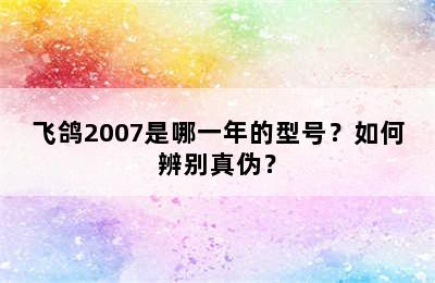 飞鸽2007是哪一年的型号？如何辨别真伪？