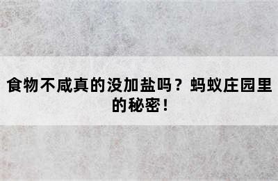 食物不咸真的没加盐吗？蚂蚁庄园里的秘密！