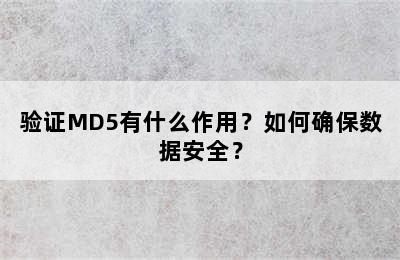 验证MD5有什么作用？如何确保数据安全？