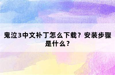 鬼泣3中文补丁怎么下载？安装步骤是什么？