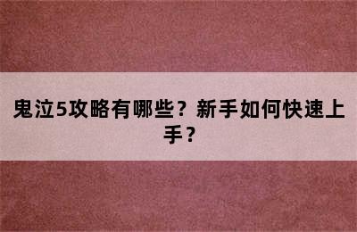 鬼泣5攻略有哪些？新手如何快速上手？