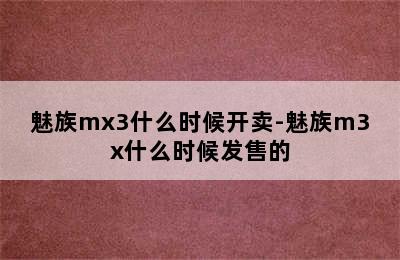 魅族mx3什么时候开卖-魅族m3x什么时候发售的