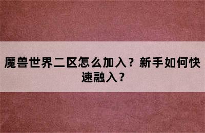 魔兽世界二区怎么加入？新手如何快速融入？