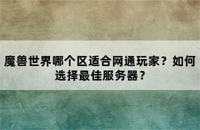 魔兽世界哪个区适合网通玩家？如何选择最佳服务器？