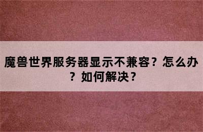 魔兽世界服务器显示不兼容？怎么办？如何解决？