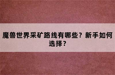 魔兽世界采矿路线有哪些？新手如何选择？