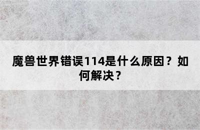 魔兽世界错误114是什么原因？如何解决？