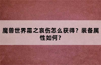 魔兽世界霜之哀伤怎么获得？装备属性如何？