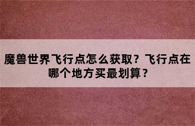 魔兽世界飞行点怎么获取？飞行点在哪个地方买最划算？