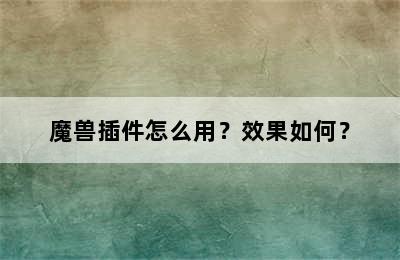 魔兽插件怎么用？效果如何？