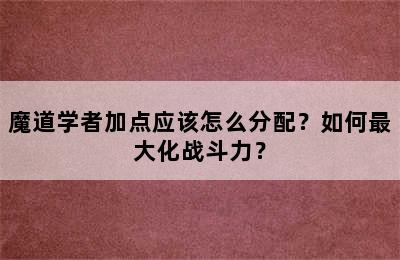 魔道学者加点应该怎么分配？如何最大化战斗力？