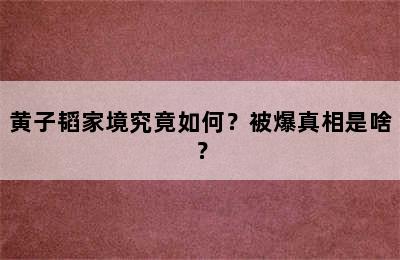 黄子韬家境究竟如何？被爆真相是啥？