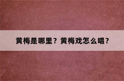 黄梅是哪里？黄梅戏怎么唱？