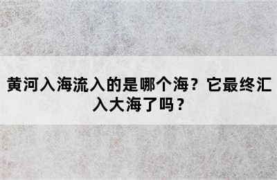 黄河入海流入的是哪个海？它最终汇入大海了吗？