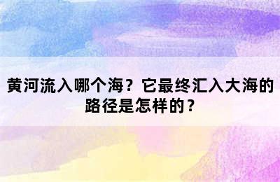 黄河流入哪个海？它最终汇入大海的路径是怎样的？