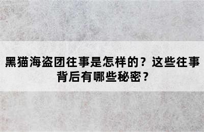 黑猫海盗团往事是怎样的？这些往事背后有哪些秘密？