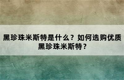 黑珍珠米斯特是什么？如何选购优质黑珍珠米斯特？